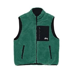 Find STÜSSY Sherpa Reversible Vest 'teal on Editorialist. Stussy Sherpa Reversible Vest 'Teal' Sleeveless Green Outerwear For Layering, Green Winter Layering Vest, Green Winter Vest For Layering, Winter Streetwear Green Vest, Green Winter Streetwear Vest, Green Sleeveless Outerwear For Streetwear, Sleeveless Green Outerwear For Streetwear, Jeans Accessories, Knit Outerwear