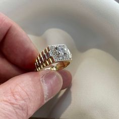 Genuine 9CT Yellow Gold Mens Ring -  Men's Stunning CZ Set Pinky Ring Q-Z Sizes - Gift Boxed Material: 9CT Yellow Gold Weight: 6.10 - 6.60 Grams Available Sizes: Q-Z All of our jewellery is professionally inspected, All items sold are Genuine Please do not hesitate to contact me if you require any further information or have any problems Any issues I will ensure that they are resolved with 100% customer satisfaction Note: Customized Jewellery is available if you need any jewellery design in any Gold Mens Ring, Silver Pinky Ring, Mens Ring Designs, Yellow Gold Mens Rings, Gold Pinky Ring, Mens Pinky Ring, Mens Rings Fashion, Sterling Silver Wedding Rings, Gold Ring Designs