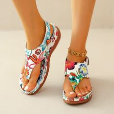 Nina® | Comfortable and elegant sandals Floral Wedges, Elegant Sandals, Buckled Flats, Sandal Platform, Beach Flip Flops, Womens Sandals Wedges, Stylish Sandals, Wedge Heel Sandals, Buckle Shoes