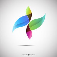 abstract colorful leaves on white background with shadow free stock photo for use in graphic and web design projects