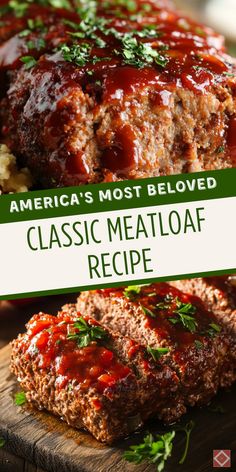 the meatloaf is covered in sauce and garnished with parmesan