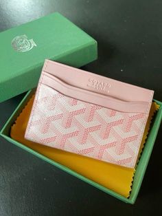 Pink Goyard Wallet, Pink Goyard Card Holder, Pink Goyard Bag, Card Holder Aesthetic, Dhgate Finds, Goyard Card Holder, Designer Card Holder, Goyard Wallet