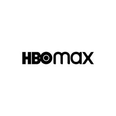 the hbo max logo is shown in black and white on a white background with an orange light