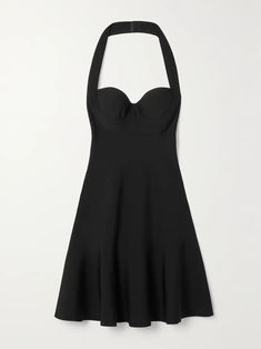 ALAÏA Knitted halterneck mini dress | NET-A-PORTER Casual Party Outfits, Jeans And A Nice Top, Alaia Dress, Fancy Skirts, Halterneck Mini Dress, Casual Party Outfit, Black Attire, Party Skirt, Mens Designer Fashion