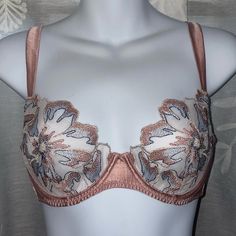 Stunning Camelia Court Underwire Demi Bra By Myla. Size 34c. Brand New With Tags. Blush Satin With Metallic And Tulle Floral Pattern Cups Featuring Darts For Shaping, Adjustable Back Straps, Back Double Hook & Eye Closure. Retails For 125, Which Is Equivalent To $160 Us. Elegant Pink Summer Bra, Elegant Padded Bra For Spring, Front Closure Bra, Underwire Sports Bras, Corset Bra, Cropped Camisole, Gray Sports Bra, Unlined Bra, Racerback Bra