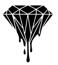 a black and white image of a dripping diamond