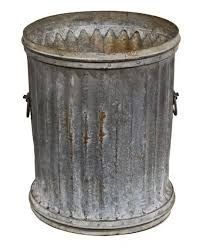 an old metal trash can on a white background