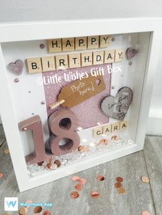 Box Photo Frame, Celebration Box, Family Tree Frame, Bff Birthday, Box Photo, Wooden Numbers, Scrabble Letters, 18th Birthday Gifts, Frame Photo