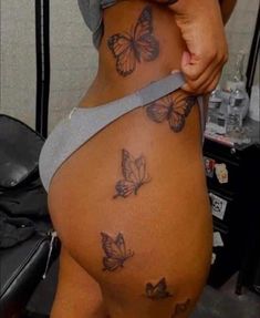 League Fits, Butterfly Thigh Tattoo, Hip Thigh Tattoos, Hip Tattoos, Hip Tattoos Women, Up Tattoo