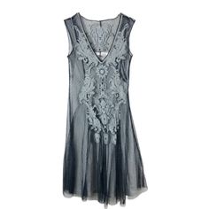 Solitaire By Ravi Khosla Boho Embroidered Lace Mesh W/ Slip Dress Lining Navy Embroidered Mesh Tulle Overlay W/ Gray Embroidery (Front & Back) & Gray Slip Dress Size: Small Condition: Nwt (New With Tag) G-180 Gray Embroidery, Crochet Dress Boho, Tan Mini Dress, Blue Boho Dress, White Crochet Dress, Black Lace Cocktail Dress, Dress Lining, Embroidered Dress Boho, Crochet Lace Dress