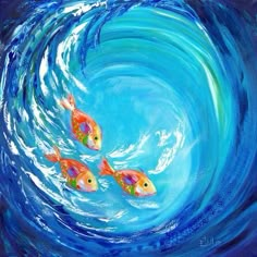 two goldfish swimming in the blue water