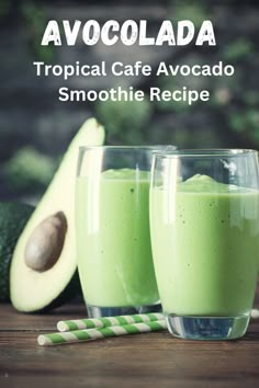 Avocolado Tropical smoothie cafe copycat smoothies in glasses. These are avocado, pineapple, lime, spinach, and coconut water smoothies. Avocolada Smoothie, Tropical Smoothie Cafe Recipes, Tropical Cafe, Recipes Copycat, Tropical Smoothie Cafe, Cafe Recipes, Nutrient Dense Smoothie, Nutribullet Recipes