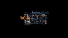 the word work is written in different languages on a black background with words related to it