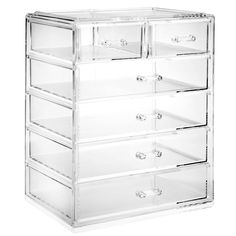 a large clear drawer with six drawers