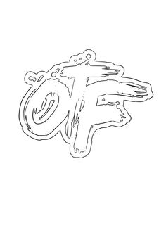 the letter f is drawn in black and white with some brush strokes on it's surface