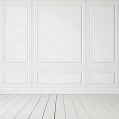 an empty room with white walls and wood flooring in the foreground, 3d rendering