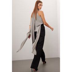 Gray georgette (100% Polyester). Lining (100% Polyester). Top. Long sleeves. Tie neck. Pull on. 51.5" from shoulder to hemline. Imported. Rent The Runway, Silk Tank, Closet Designs, Neck Wrap, Polyester Top, Tie Neck, Neck Tie, Long Sleeves, Silk