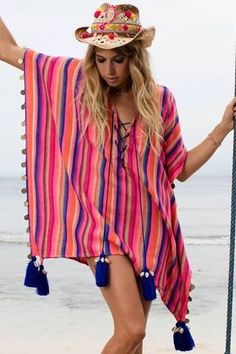 Summer Beach Looks, Saree Blouses Online, Kaftan Designs, Cotton Frocks, Mode Kimono, Ibiza Style, Winter Baby Clothes, Ibiza Fashion, Fashion Icons