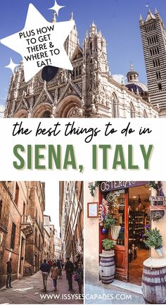 Siena italy things to do pin cover, with image of the duomo of siena against a bright blue sky, people walking between tall orange hued medieval buildings on a street and a traditional osteria shop front with barrels, plants and wine outside. Travel Beautiful Places, Italy Coast, Italy Restaurant, Italy Travel Outfit, Italy Culture, Day Trips From Rome