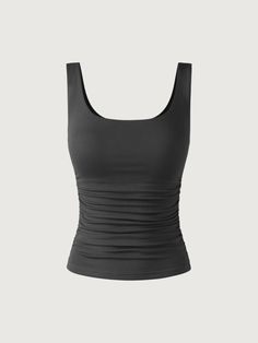 Ruched Tank Top – OGLmove Top Tank, Fitted Tank Top, Casual Top, Tank Tops Outfits, Clothes Women, Cool Tops, Top Ideas, Elegant Tank Tops, Tight Tank Top