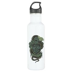 a water bottle with an image of a snake on it