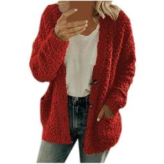 Women Casual Plus Size Plush Sweater Pockets Outerwear Buttons Cardigan Coat Features: Fashion design,100% Brand New,high quality! Season:Spring/Autumn/Winter Gender: Women Occasion:Casual,Fashion Material:polyester Pattern Type:Solid Sleeve Length:Long Thickness:Standard Package include:1 PC Women Coat Material:100%polyester. soft Knitted, lightweight, skin-friendly ,very comfort to wear.Perfect Jacket Overcoat Outwear Cardigan. Features:Special fabric printing, colorful rainbow, 2020 fashion f Celana Kargo, Layering Essentials, Stylish Winter Coats, Estilo Hipster, Shoe Websites, Casual Outwear, Loose Coats, Trendy Jackets, Chic Fall Outfits