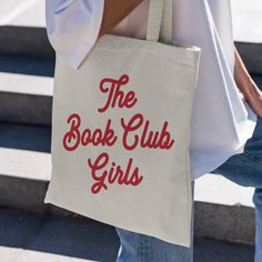 The Book Club Girls organic cotton strong canvas Tote Bag for any Concerts, Library, School and Shopping. * Our Tote Bag is 100% reusable cotton, 150 gr * Size: 38 x 41 cm (15 x 16.5 inches) * Handles are 70cm long and made of heavy duty canvas webbing. * Material: Unweighted organic cotton fabric (not white) or Black Tote Bag * Printing : (DTG) Direct to Garment Printing. (One side printed) * Inks are specially designed for fabric but I recommend hand washing in cold and allowing the bag to dry flat to keep it looking fantastic and use forever! ☼☼ HOW TO ORDER? ☼☼ 1. Choose your tote bag color. (Natural or Black) 2. Choose your design. * If you have any additional questions or concerns, don't hesitate to message me! * Please consider that there might be color difference on each display. C Tote Bag Custom, The Book Club, Girls Tote, Gifts For Bookworms, Bookish Gifts