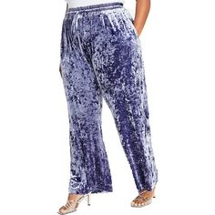 Manufacturer: Nina Parker Style Type: Wide Leg Pants Collection: Nina Parker Sleeve Length: Material: 93% Polyester/7% Spandex Fabric Type: Velvet Specialty: Smocked Sku: BH5974066 Size: 1X.  Color: Blue.  Gender: female.  Age Group: adult. Wide Leg Pants Plus Size, Plus Size Velvet, Pants Collection, Womens Wide Leg Pants, Plus Size Pants, Casual Coat, Trendy Plus Size, Oversized Shirt, Spandex Fabric