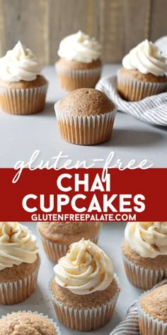 gluten free chai cupcakes with cream cheese frosting on top