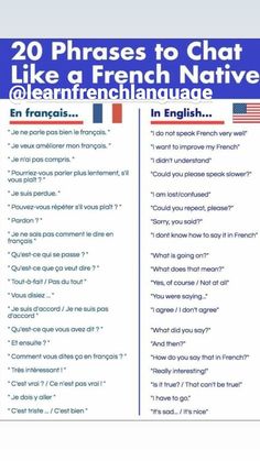 the french language poster is displayed in blue and white with words that read 20 phrases to chat