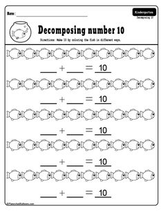 the number 10 worksheet for decomposing numbers