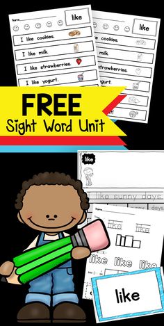 the free sight word unit for students to use in their writing and spelling practice area