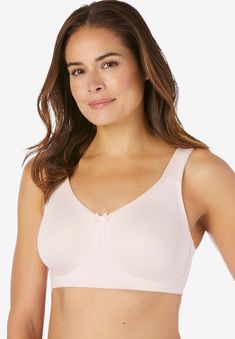 A wireless bra that also keeps you cool.  The breathable, perforated fabric of this back-closure bra keeps you fresh all day.  Full coverage Sore Shoulder, Skin Marks, Flat Dress Shoes, Shell Pink, Woman Within, Swimsuits For All, Career Dress, Wireless Bra, Swimwear Cover Ups