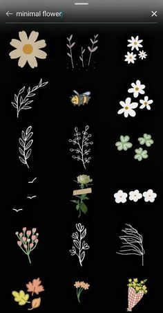 an iphone screen with flowers and leaves on the bottom right corner, in front of a black background