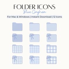 blue gingham for mac and windows instant download 12 icons by folder icons