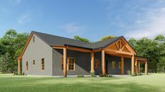 this is an artist's rendering of a house in the country side with porches