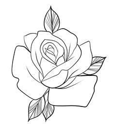 Rose Outline Drawing Tattoo Ideas, Rose Stencil Outline, Rose Tattoo Outline Drawing, Rose Tattoo Design Outline, Rose Stencil Tattoo, Flower Stencil Tattoo, Rose Tattoo Outline, Roses Outline, Rose Outline Drawing