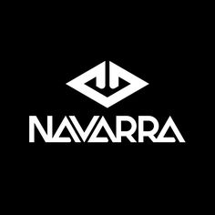 the logo for navarra is shown in white and black on a black background