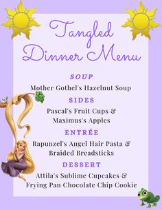 the tangled dinner menu for mother goth's hazelnut soup