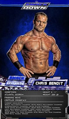 an image of a man with no shirt on posing for the wwe wrestling card game