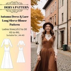 the autumn dress and lace long sleeve blouse pattern