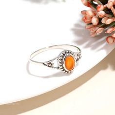 This wonderfully hand crafted Ring studded with Carnelian is attractive and admirable, both by the eyes, as well as the heart of any beholder! Get this Sterling Silver classic theme Ring and always rejoice the feeling of possessing a work of art. ------------------------------------------ Welcome to Our Shop EaglesJewels ------------------------------------------ Handmade Natural Carnelian Ring, Orange Gemstone Ring, Band Ring, 925 Sterling Silver Jewelry, Anniversary Gift, Ring For Girl Friend Carnelian Ring, Sparkling Stars, Versatile Jewelry, Girl Friend, Rings For Girls, Gift Ring, Classic Theme, Stunning Jewellery, Ring Band