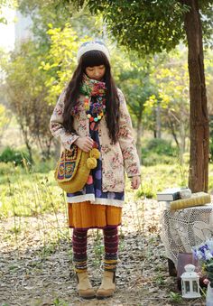 color me pom-pom Quirky Fashion, Japanese Street Fashion, Mori Girl