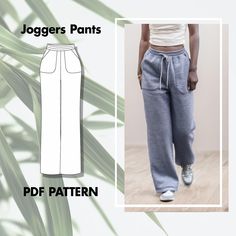 an image of a woman's pants with the text joggers pants sewing pattern