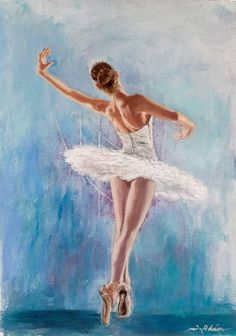 a painting of a ballerina in white