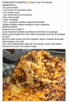 a recipe for macaroni and cheese casserole