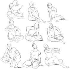 an image of a man sitting down doing different poses in the same position as he sits