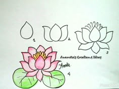 how to draw a lotus flower with colored pencils