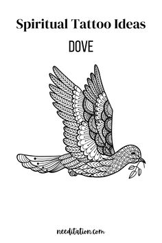 a bird flying with the words, spirit tattoo ideas dove