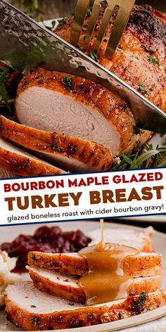 bourbon maple glazed turkey breast with cranberry sauce